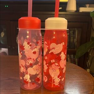 Hello Kitty Pink and White Heart Plastic Tumblers